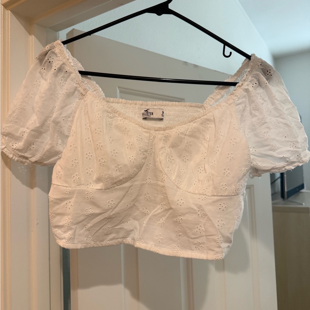 White Eyelet Off-Shoulder Top